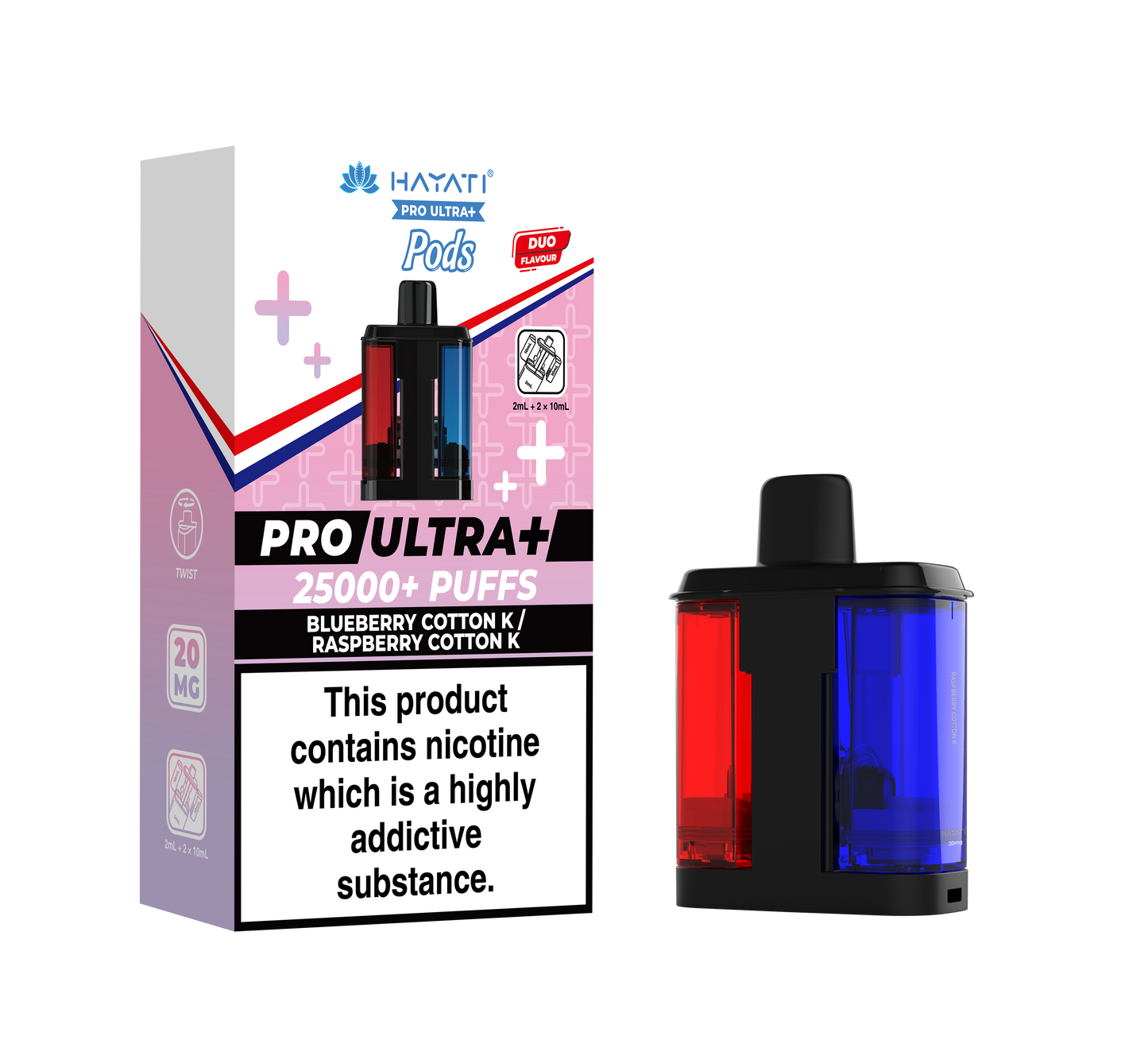 Hayati Pro Ultra Plus 25k Refill Pods Blueberry Cotton K / Raspberry Cotton K | The Ace of Vapez Distro