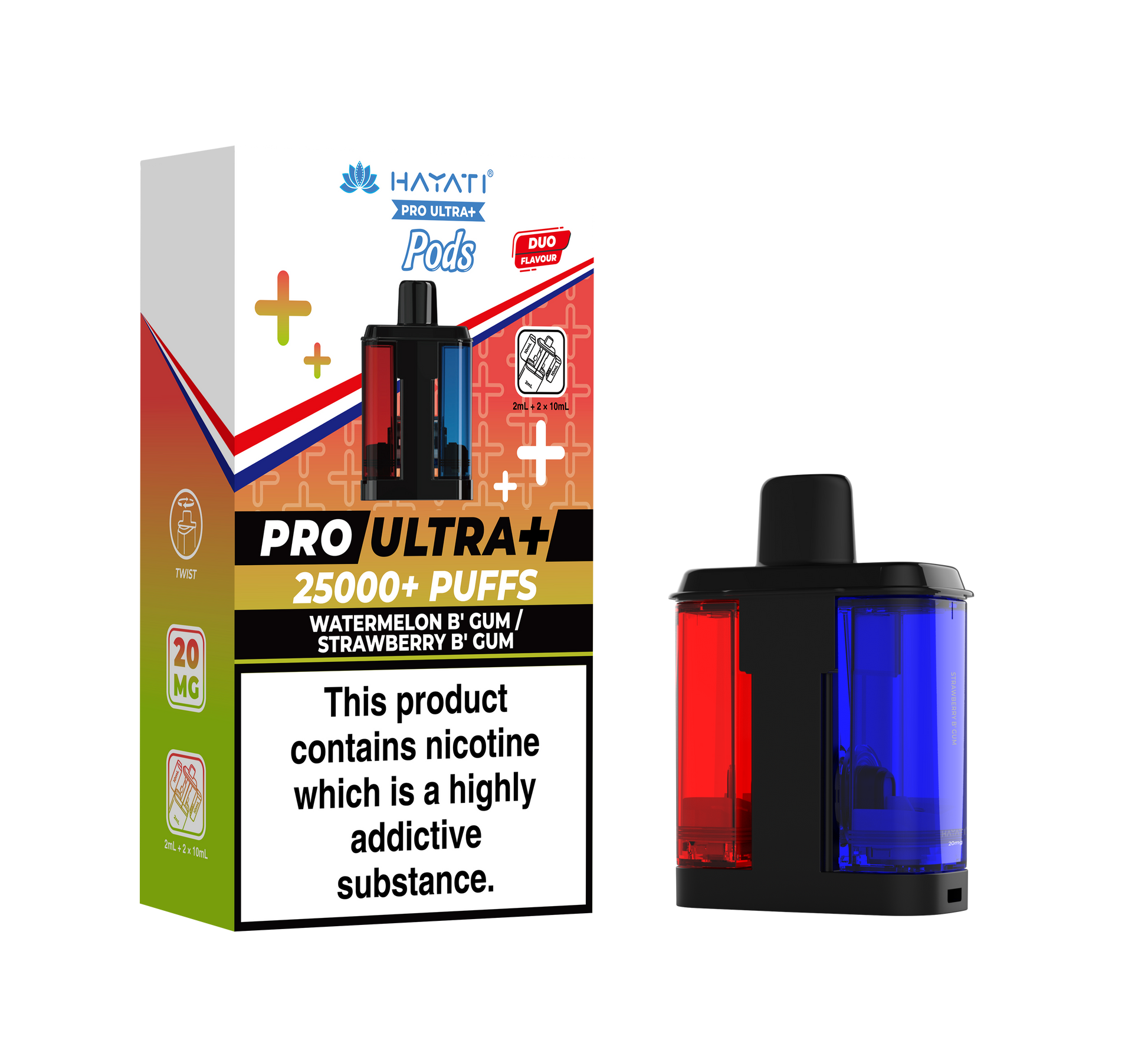 Hayati Pro Ultra Plus 25k Refill Pods Watermelon B'Gum / Strawberry B'Gum  | The Ace of Vapez Distro